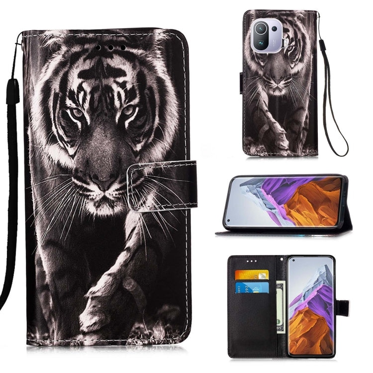 For Xiaomi Mi 11 Pro Colored Drawing Pattern Plain Weave Horizontal Flip Leather Case with Holder & Card Slot & Wallet & Lanyard