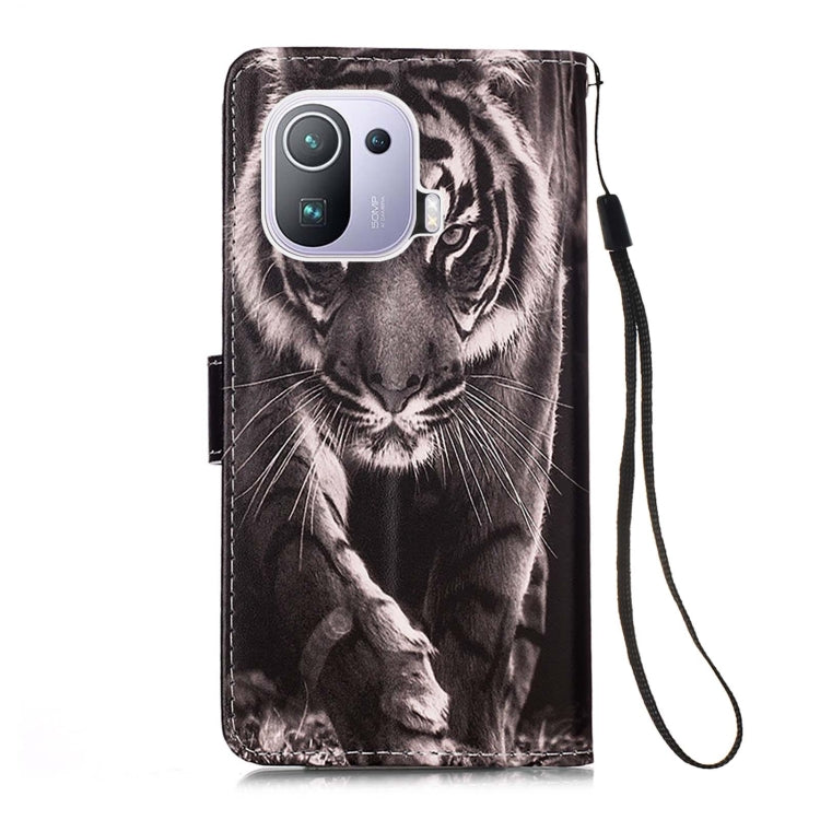 For Xiaomi Mi 11 Pro Colored Drawing Pattern Plain Weave Horizontal Flip Leather Case with Holder & Card Slot & Wallet & Lanyard