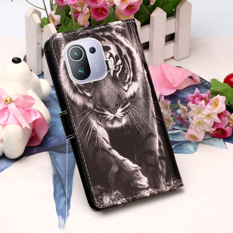 For Xiaomi Mi 11 Pro Colored Drawing Pattern Plain Weave Horizontal Flip Leather Case with Holder & Card Slot & Wallet & Lanyard