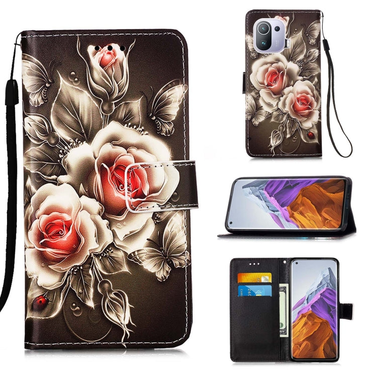 For Xiaomi Mi 11 Pro Colored Drawing Pattern Plain Weave Horizontal Flip Leather Case with Holder & Card Slot & Wallet & Lanyard