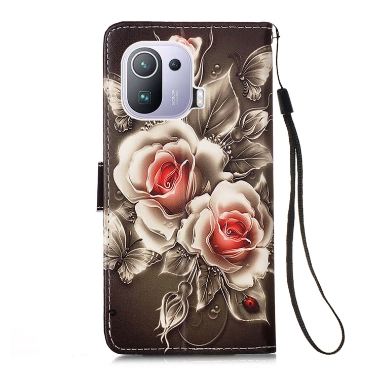 For Xiaomi Mi 11 Pro Colored Drawing Pattern Plain Weave Horizontal Flip Leather Case with Holder & Card Slot & Wallet & Lanyard