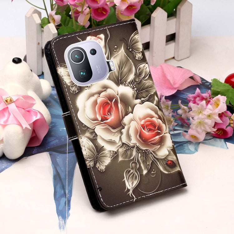 For Xiaomi Mi 11 Pro Colored Drawing Pattern Plain Weave Horizontal Flip Leather Case with Holder & Card Slot & Wallet & Lanyard