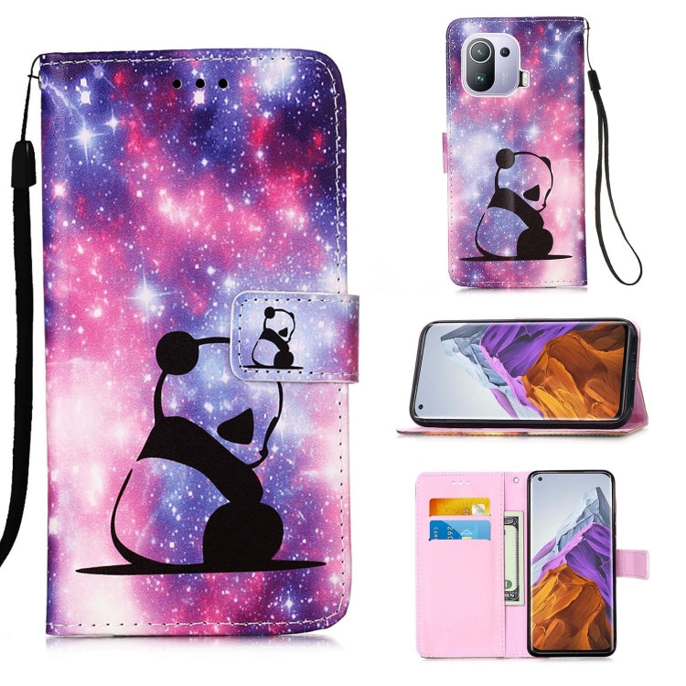 For Xiaomi Mi 11 Pro Colored Drawing Pattern Plain Weave Horizontal Flip Leather Case with Holder & Card Slot & Wallet & Lanyard