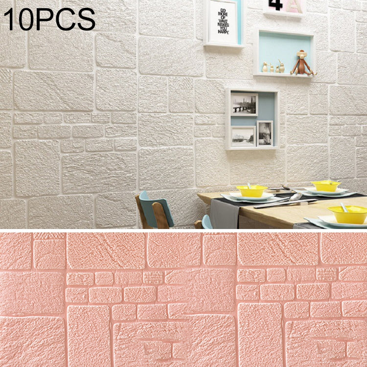10 PCS Creative 3D Brick Pattern Wall Stickers Wallpaper Decoration, Size: 70 x 70cm