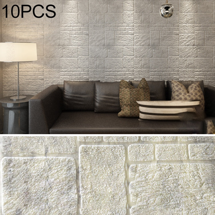 10 PCS Creative 3D Brick Pattern Wall Stickers Wallpaper Decoration, Size: 70 x 70cm