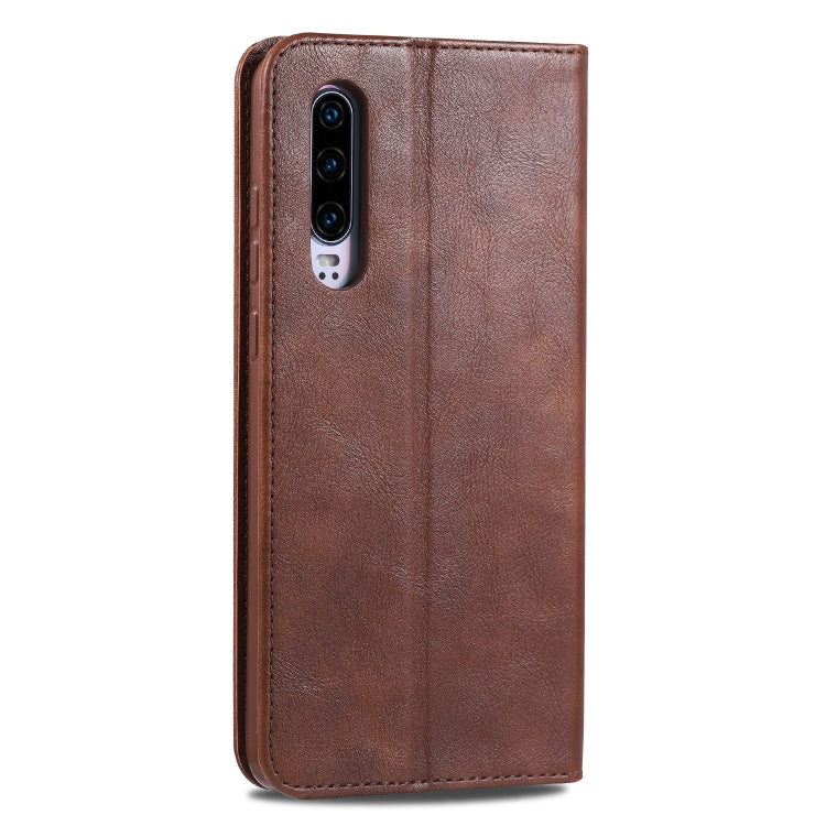 For Huawei P30 AZNS Retro Texture Magnetic Horizontal Flip PU Leather Case with Holder & Card Slots & Photo Frame