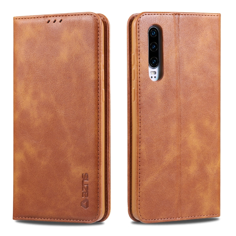 For Huawei P30 AZNS Retro Texture Magnetic Horizontal Flip PU Leather Case with Holder & Card Slots & Photo Frame