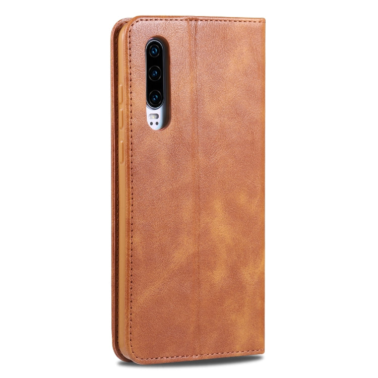 For Huawei P30 AZNS Retro Texture Magnetic Horizontal Flip PU Leather Case with Holder & Card Slots & Photo Frame