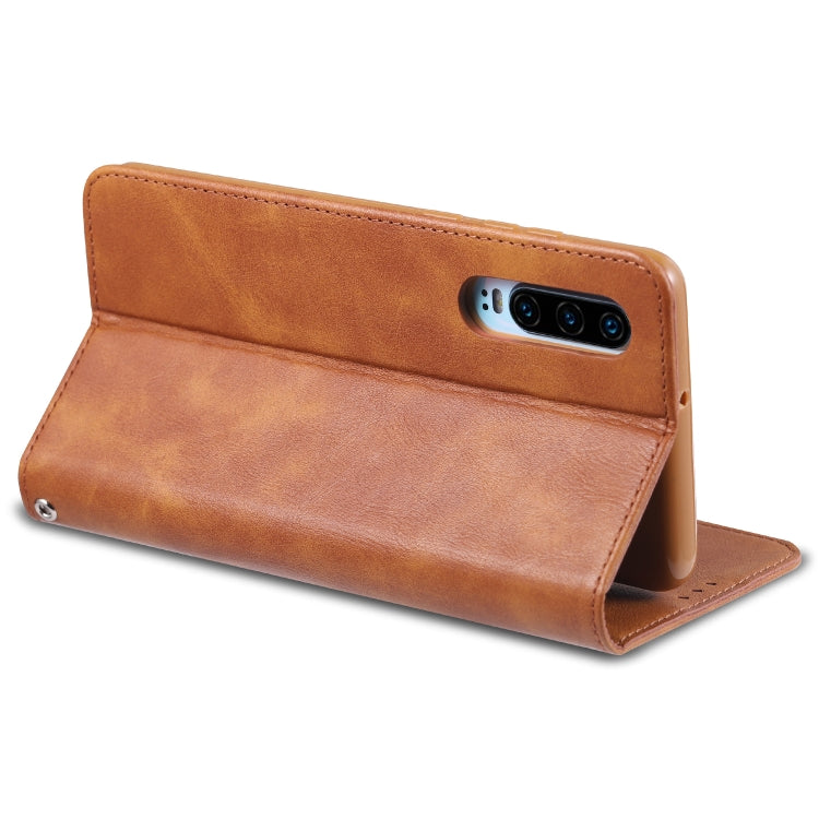 For Huawei P30 AZNS Retro Texture Magnetic Horizontal Flip PU Leather Case with Holder & Card Slots & Photo Frame