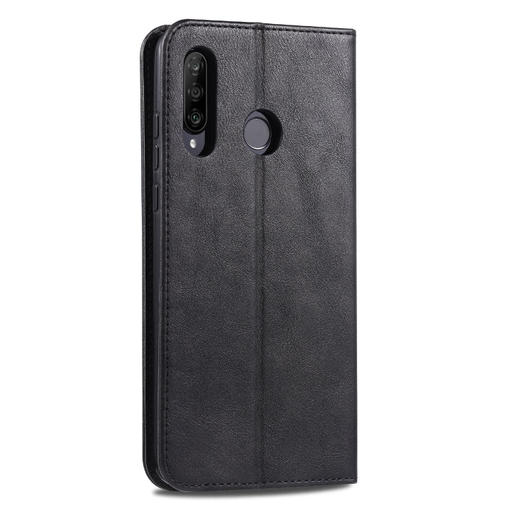 For Huawei P30 Lite / Nova 4e AZNS Retro Texture Magnetic Horizontal Flip PU Leather Case with Holder & Card Slots & Photo Frame
