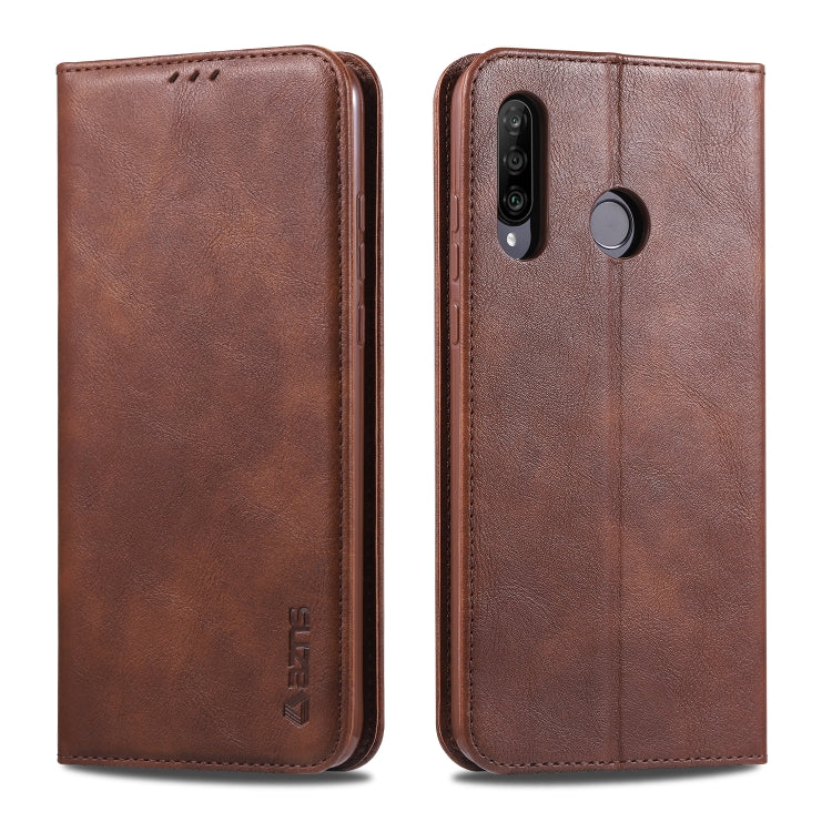 For Huawei P30 Lite / Nova 4e AZNS Retro Texture Magnetic Horizontal Flip PU Leather Case with Holder & Card Slots & Photo Frame