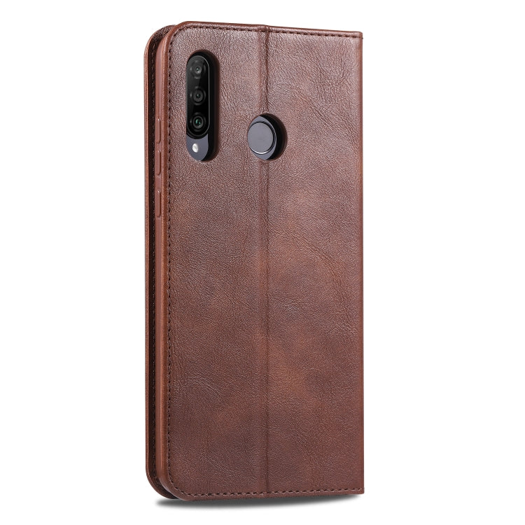 For Huawei P30 Lite / Nova 4e AZNS Retro Texture Magnetic Horizontal Flip PU Leather Case with Holder & Card Slots & Photo Frame