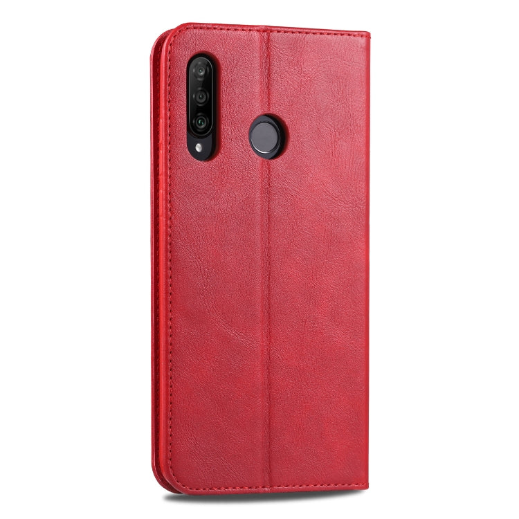 For Huawei P30 Lite / Nova 4e AZNS Retro Texture Magnetic Horizontal Flip PU Leather Case with Holder & Card Slots & Photo Frame