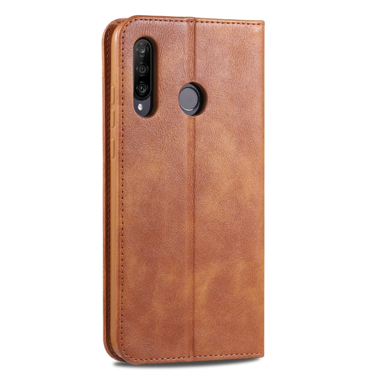 For Huawei P30 Lite / Nova 4e AZNS Retro Texture Magnetic Horizontal Flip PU Leather Case with Holder & Card Slots & Photo Frame