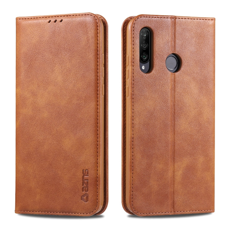 For Huawei P30 Lite / Nova 4e AZNS Retro Texture Magnetic Horizontal Flip PU Leather Case with Holder & Card Slots & Photo Frame