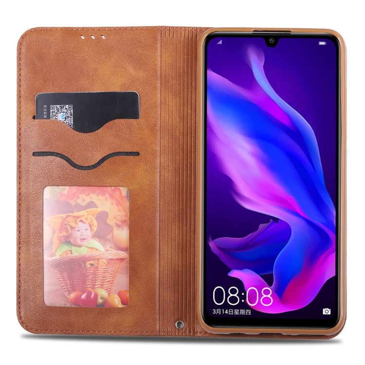 For Huawei P30 Lite / Nova 4e AZNS Retro Texture Magnetic Horizontal Flip PU Leather Case with Holder & Card Slots & Photo Frame