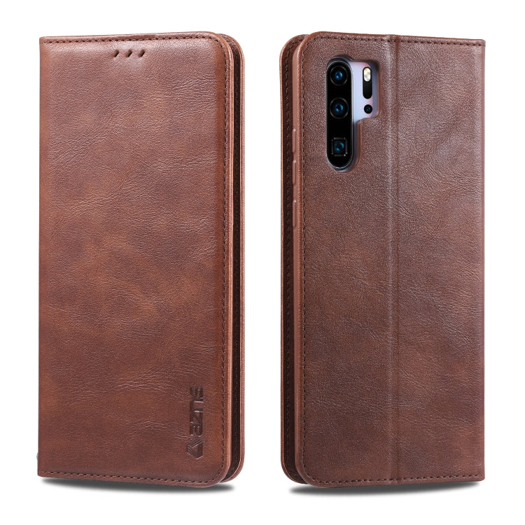 For Huawei P30 Pro AZNS Retro Texture Magnetic Horizontal Flip PU Leather Case with Holder & Card Slots & Photo Frame