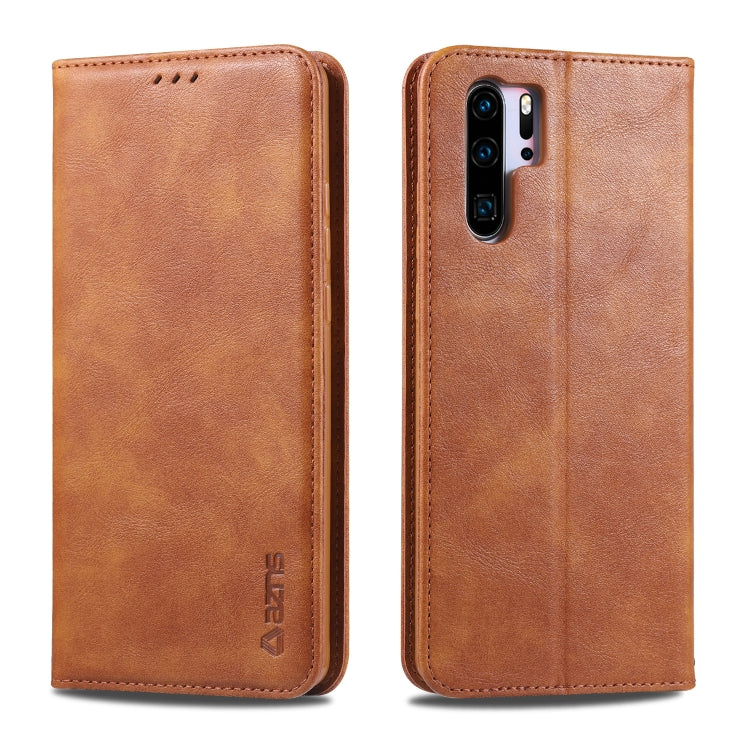 For Huawei P30 Pro AZNS Retro Texture Magnetic Horizontal Flip PU Leather Case with Holder & Card Slots & Photo Frame