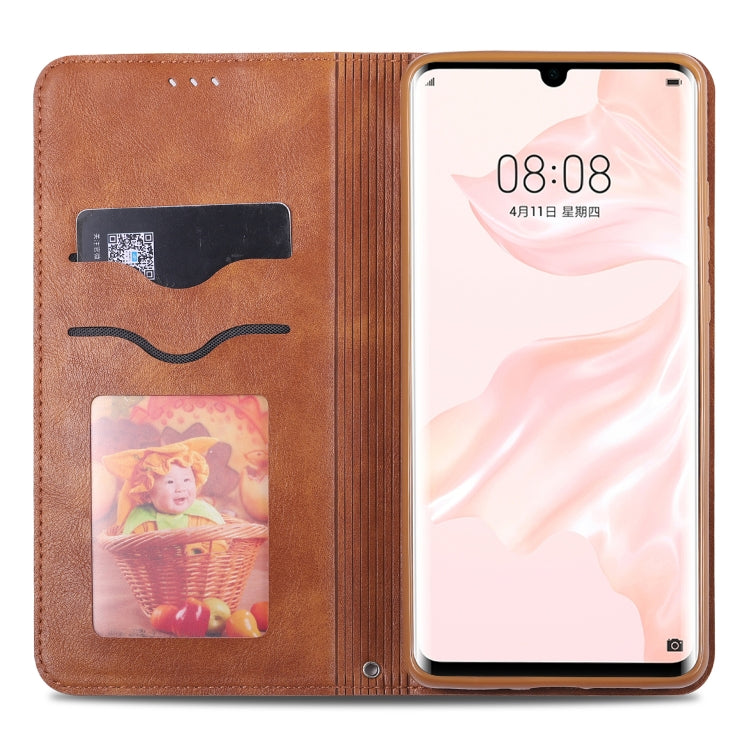 For Huawei P30 Pro AZNS Retro Texture Magnetic Horizontal Flip PU Leather Case with Holder & Card Slots & Photo Frame