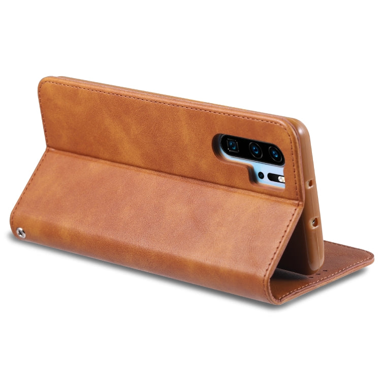 For Huawei P30 Pro AZNS Retro Texture Magnetic Horizontal Flip PU Leather Case with Holder & Card Slots & Photo Frame