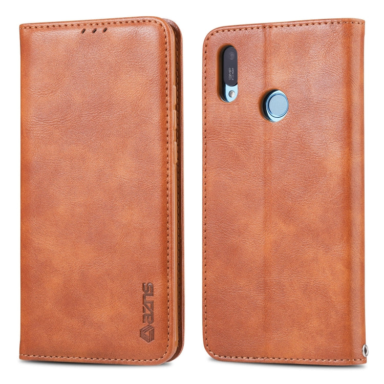 For Huawei Y6 2019 / Enjoy 9E AZNS Retro Texture Magnetic Horizontal Flip PU Leather Case with Holder & Card Slots & Photo Frame