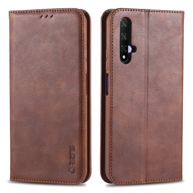 For Huawei Honor 20 AZNS Retro Texture Magnetic Horizontal Flip PU Leather Case with Holder & Card Slots & Photo Frame