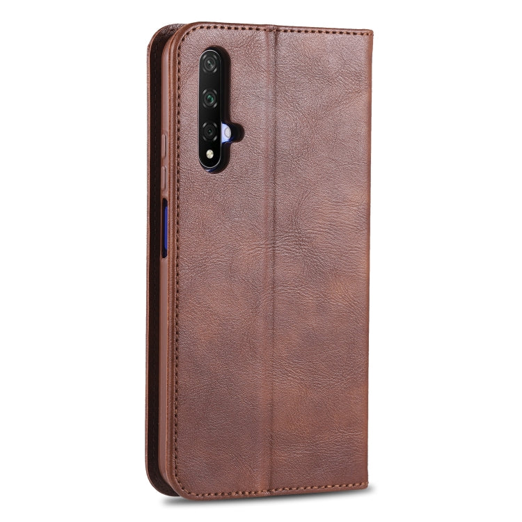 For Huawei Honor 20 AZNS Retro Texture Magnetic Horizontal Flip PU Leather Case with Holder & Card Slots & Photo Frame