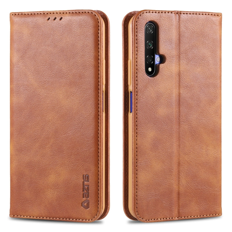 For Huawei Honor 20 AZNS Retro Texture Magnetic Horizontal Flip PU Leather Case with Holder & Card Slots & Photo Frame