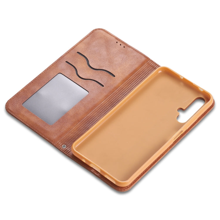For Huawei Honor 20 AZNS Retro Texture Magnetic Horizontal Flip PU Leather Case with Holder & Card Slots & Photo Frame