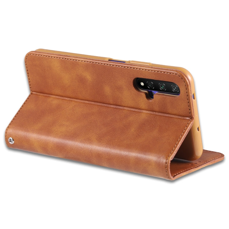 For Huawei Honor 20 AZNS Retro Texture Magnetic Horizontal Flip PU Leather Case with Holder & Card Slots & Photo Frame