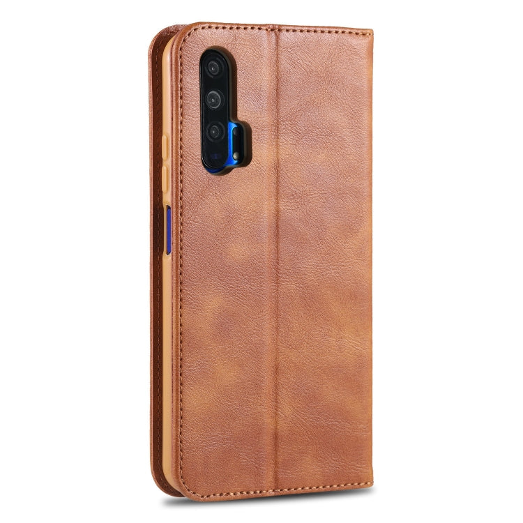 For Huawei Honor 20 Pro AZNS Retro Texture Magnetic Horizontal Flip PU Leather Case with Holder & Card Slots & Photo Frame