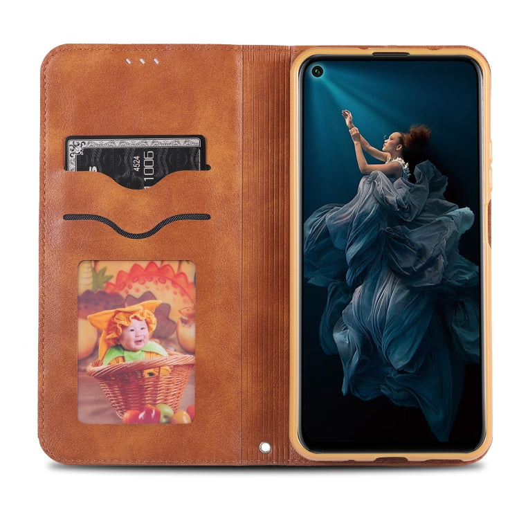 For Huawei Honor 20 Pro AZNS Retro Texture Magnetic Horizontal Flip PU Leather Case with Holder & Card Slots & Photo Frame