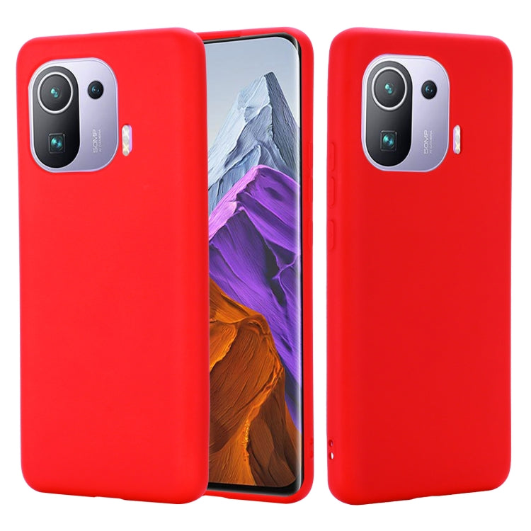 For Xiaomi Mi 11 Pro Solid Color Liquid Silicone Dropproof Full Coverage Protective Case