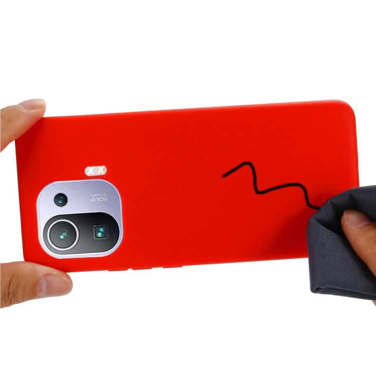 For Xiaomi Mi 11 Pro Solid Color Liquid Silicone Dropproof Full Coverage Protective Case