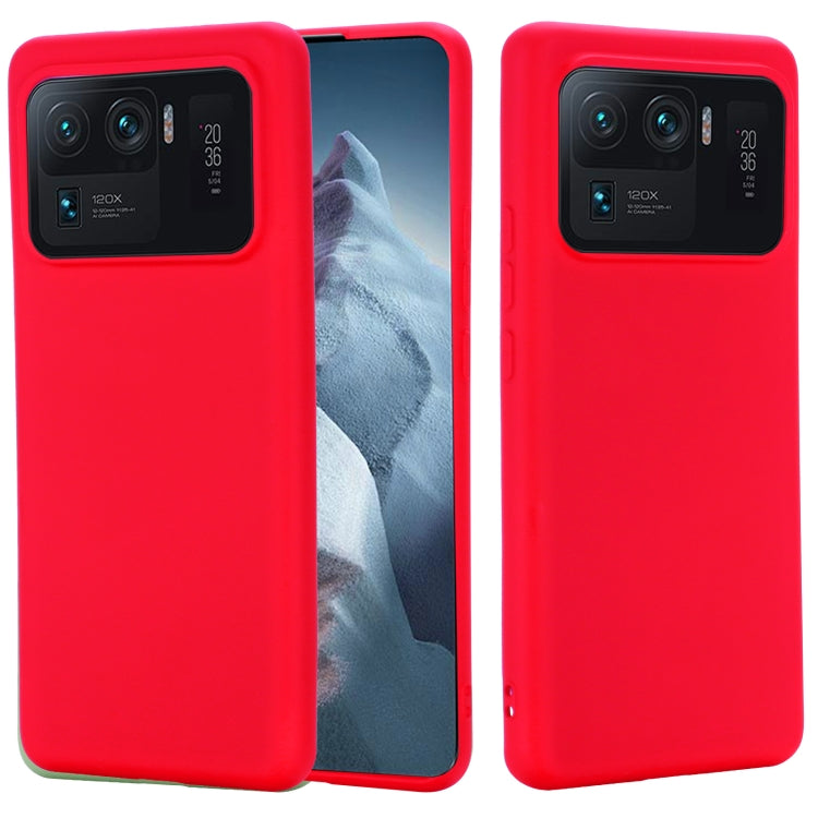 For Xiaomi Mi 11 Ultra Solid Color Liquid Silicone Dropproof Full Coverage Protective Case