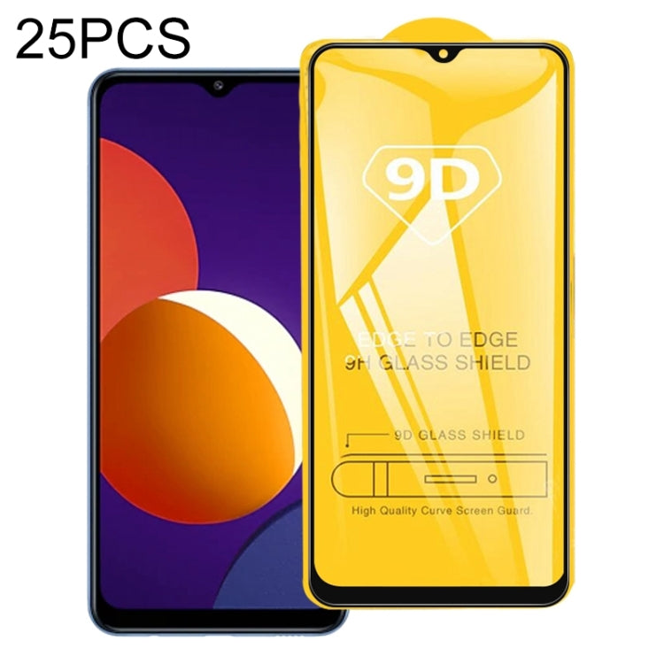 For Samsung Galaxy M12 25 PCS 9D Full Glue Full Screen Tempered Glass Film