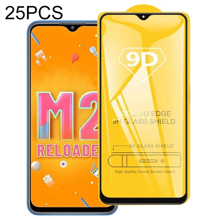 For Xiaomi Poco M2 Reloaded 25 PCS 9D Full Glue Full Screen Tempered Glass Film