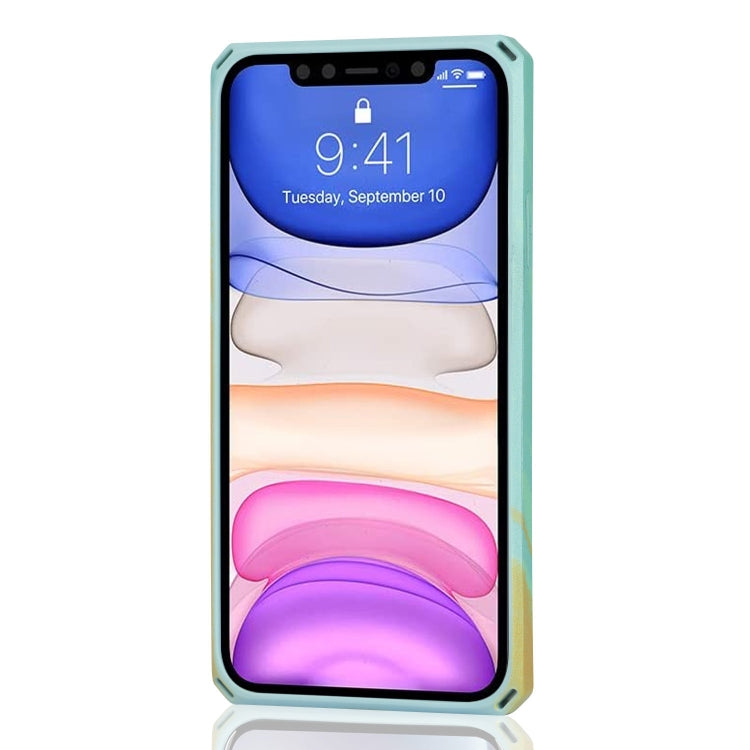 For iPhone 11 Watercolor Painted Armor Shockproof PC Hard Case with Card Slot