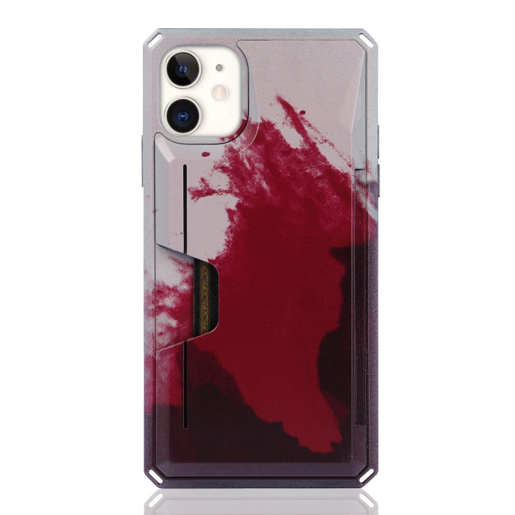For iPhone 11 Watercolor Painted Armor Shockproof PC Hard Case with Card Slot