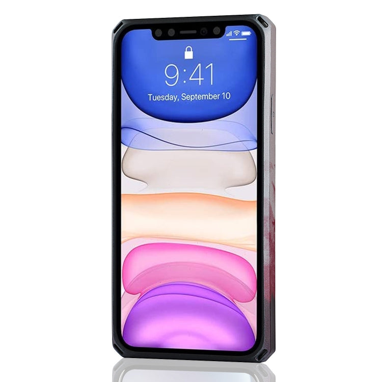 For iPhone 11 Watercolor Painted Armor Shockproof PC Hard Case with Card Slot