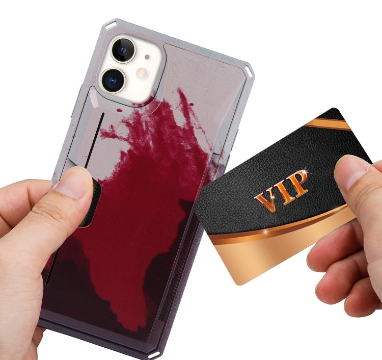 For iPhone 11 Watercolor Painted Armor Shockproof PC Hard Case with Card Slot