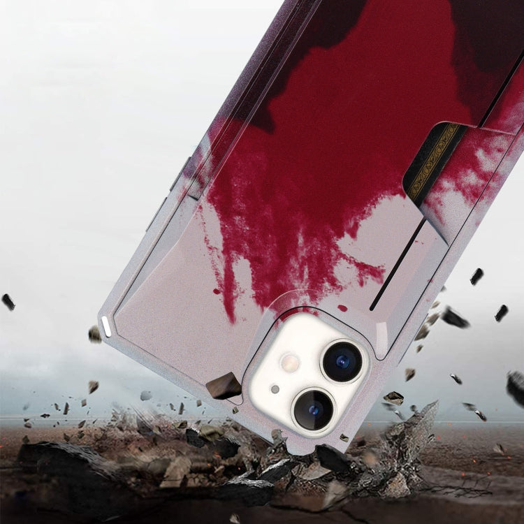 For iPhone 11 Watercolor Painted Armor Shockproof PC Hard Case with Card Slot