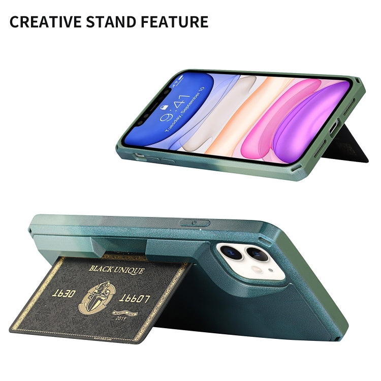 For iPhone 11 Watercolor Painted Armor Shockproof PC Hard Case with Card Slot