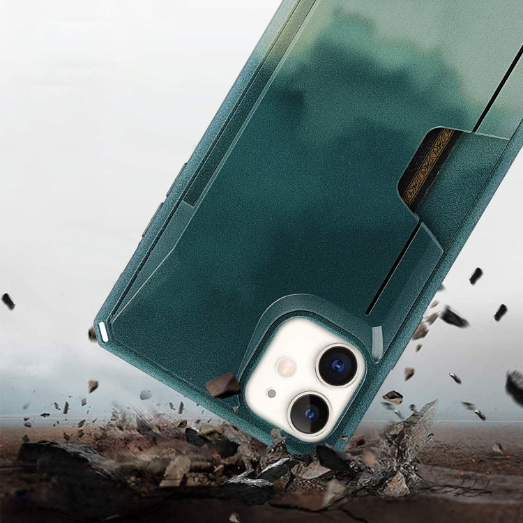 For iPhone 11 Watercolor Painted Armor Shockproof PC Hard Case with Card Slot