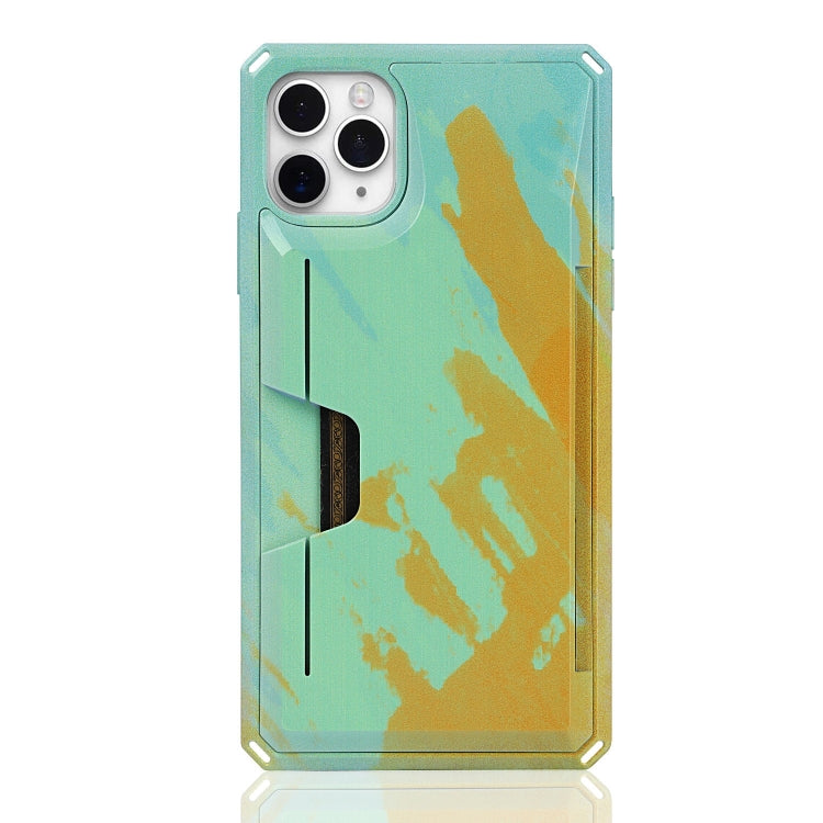 For iPhone 11 Pro Watercolor Painted Armor Shockproof PC Hard Case with Card Slot