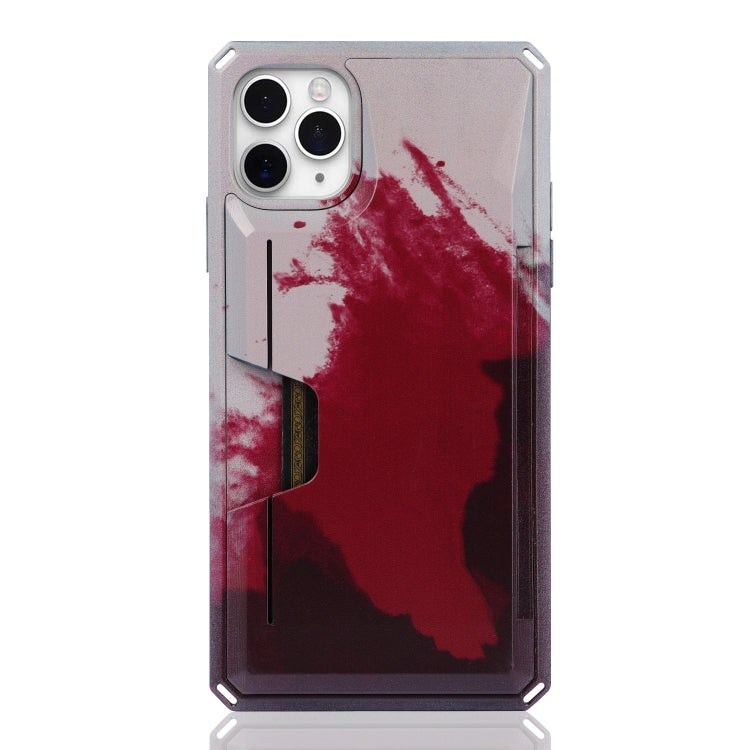 For iPhone 11 Pro Watercolor Painted Armor Shockproof PC Hard Case with Card Slot
