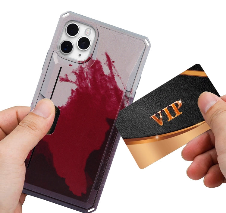 For iPhone 11 Pro Watercolor Painted Armor Shockproof PC Hard Case with Card Slot