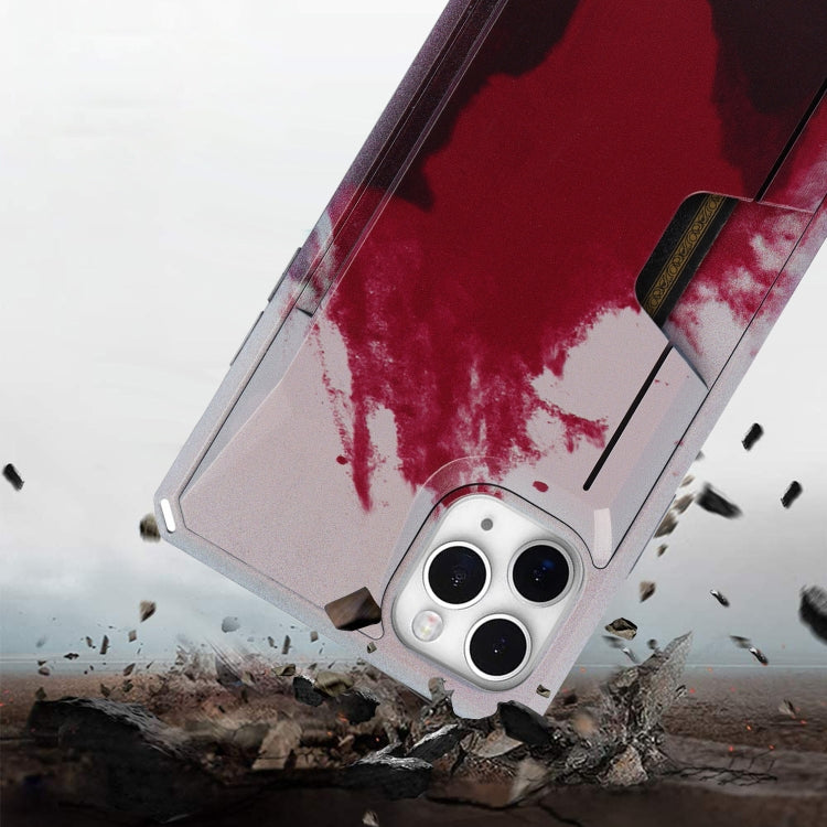 For iPhone 11 Pro Watercolor Painted Armor Shockproof PC Hard Case with Card Slot