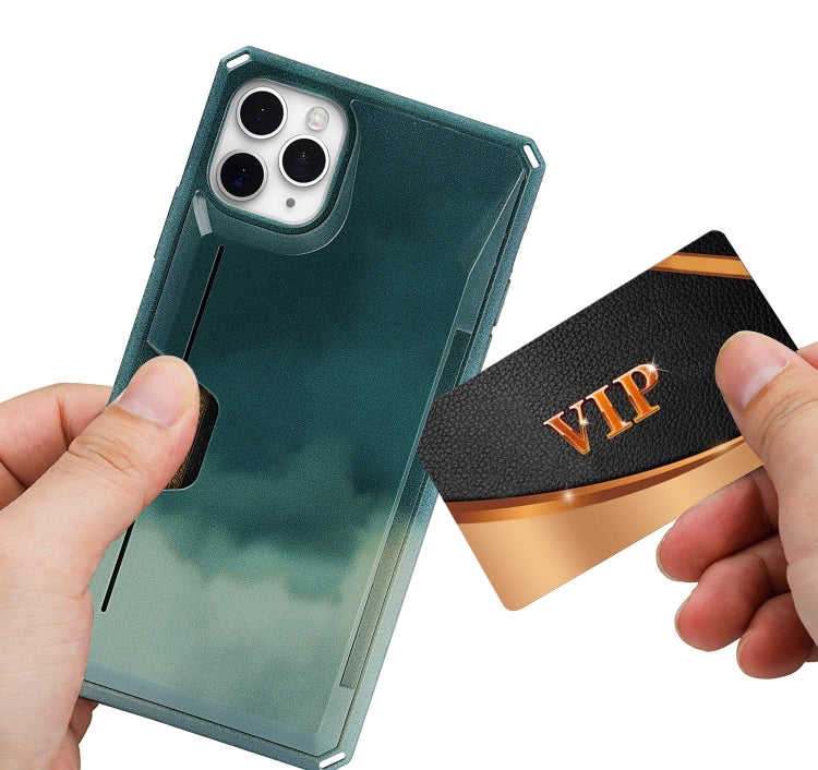 For iPhone 11 Pro Watercolor Painted Armor Shockproof PC Hard Case with Card Slot