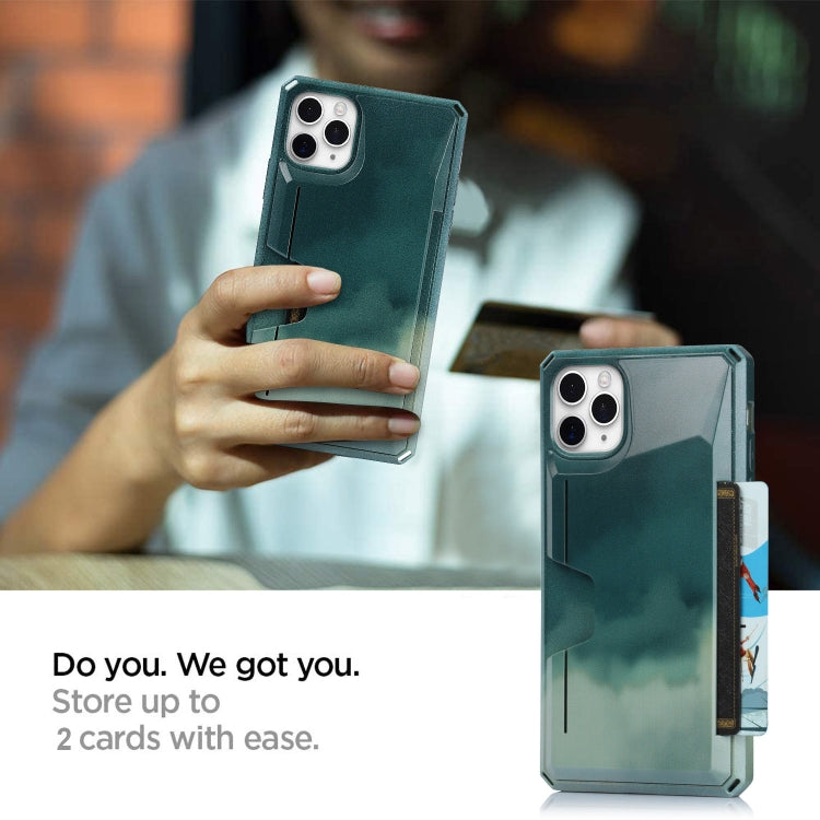 For iPhone 11 Pro Watercolor Painted Armor Shockproof PC Hard Case with Card Slot